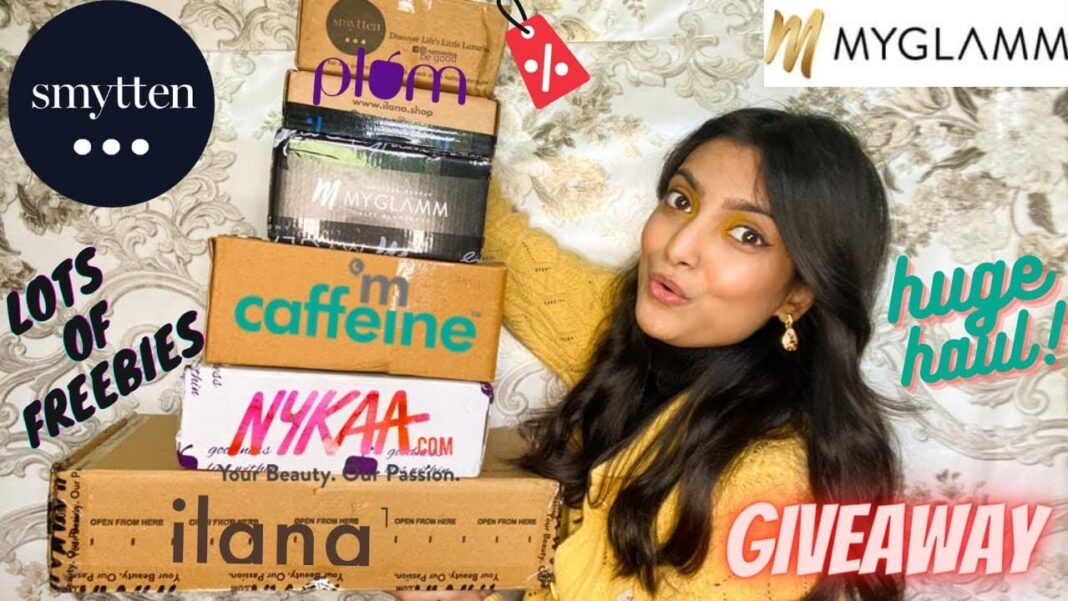 Huge haul & “giveaway” 🎉 free gift by myglamm, freebies, discount stuff and newest launch “be_ilana”