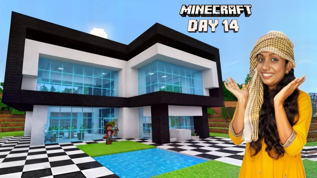 Minecraft Day 14 – Finally Completed My Modern Dream House 🏡!