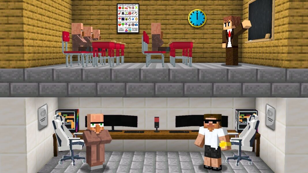 We Made a Secret Gaming Room in School in Minecraft..