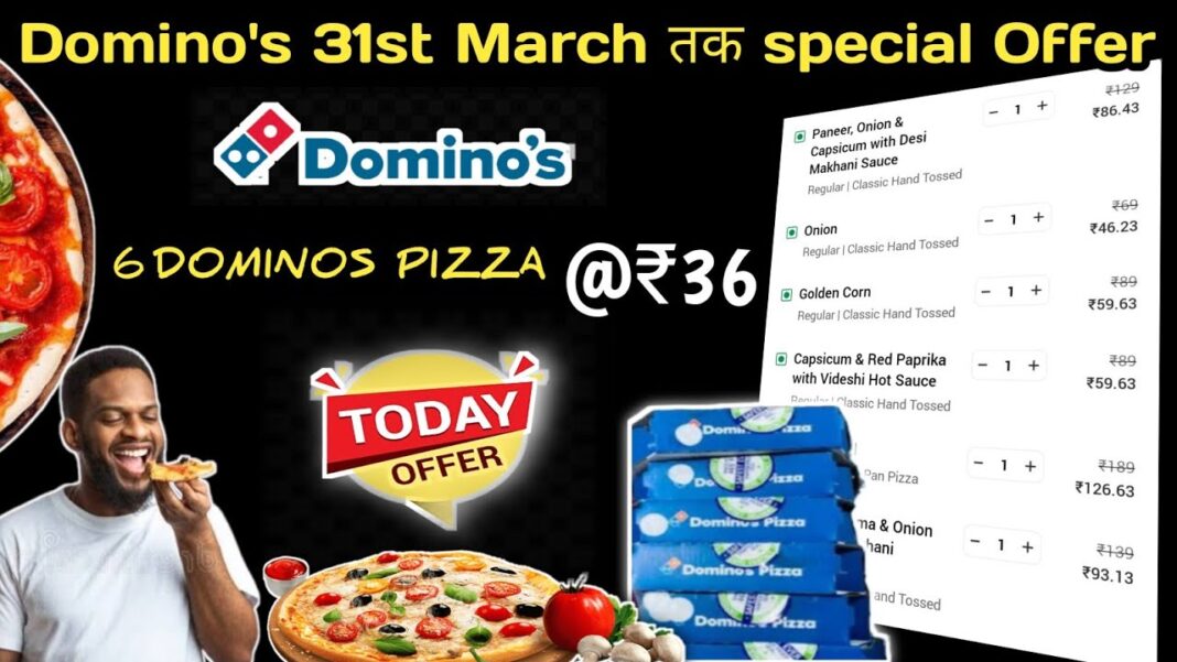 6 DOMINOS PIZZA in ₹36 मे😋|dominos coupon code today|Domino's Pizza offer|dominos valentine's offer